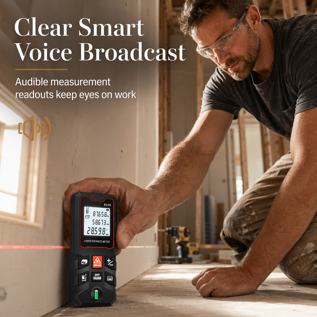 📏 Laser Rangefinder: 40-100m, Optical Focus, Dual-Level Calibration, 6 Modes, Stores 30 Measurements