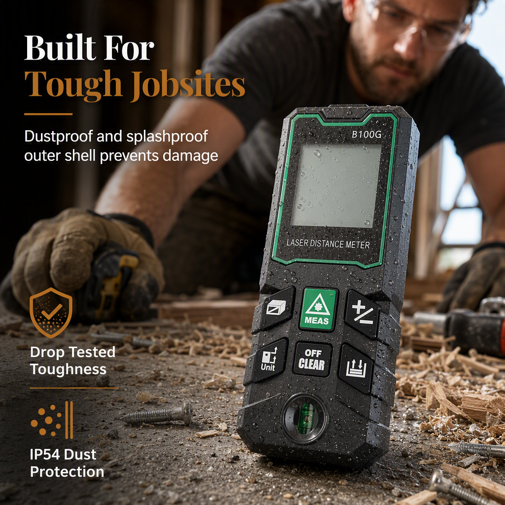 📏 Laser Rangefinder: 40-100m, Optical Focus, Dual-Level Calibration, 6 Modes, Stores 30 Measurements