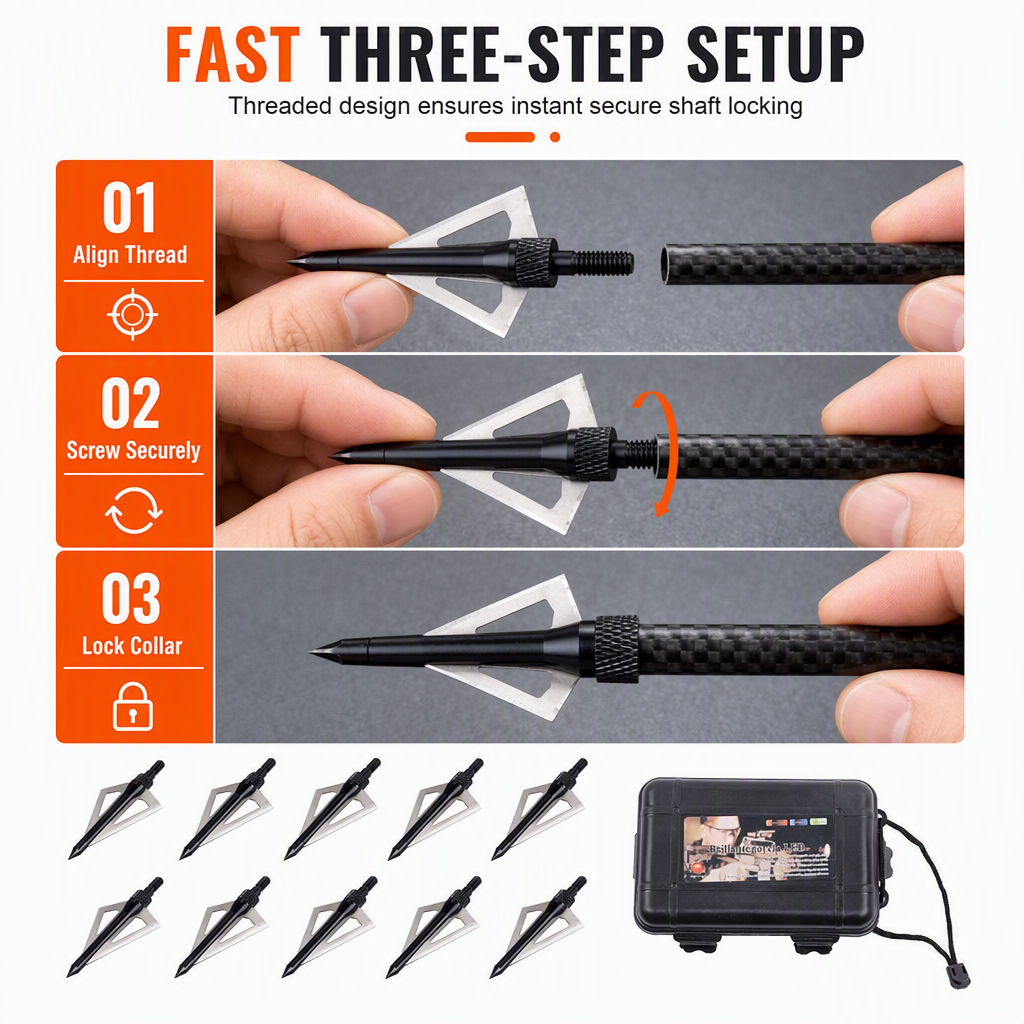 🏹6/12 Piece Emerald Archery Arrows Set with Storage Box Universal for Recurve and Compound Bows