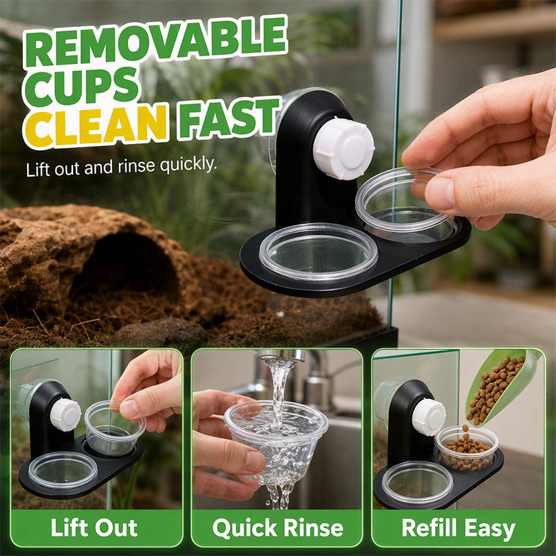 📢📢50% OFF !! ⏰Double Reptile Feeding Ledge with Bowls