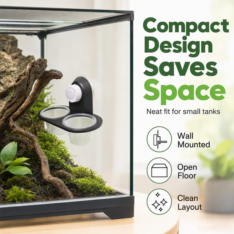 📢📢50% OFF !! ⏰Double Reptile Feeding Ledge with Bowls