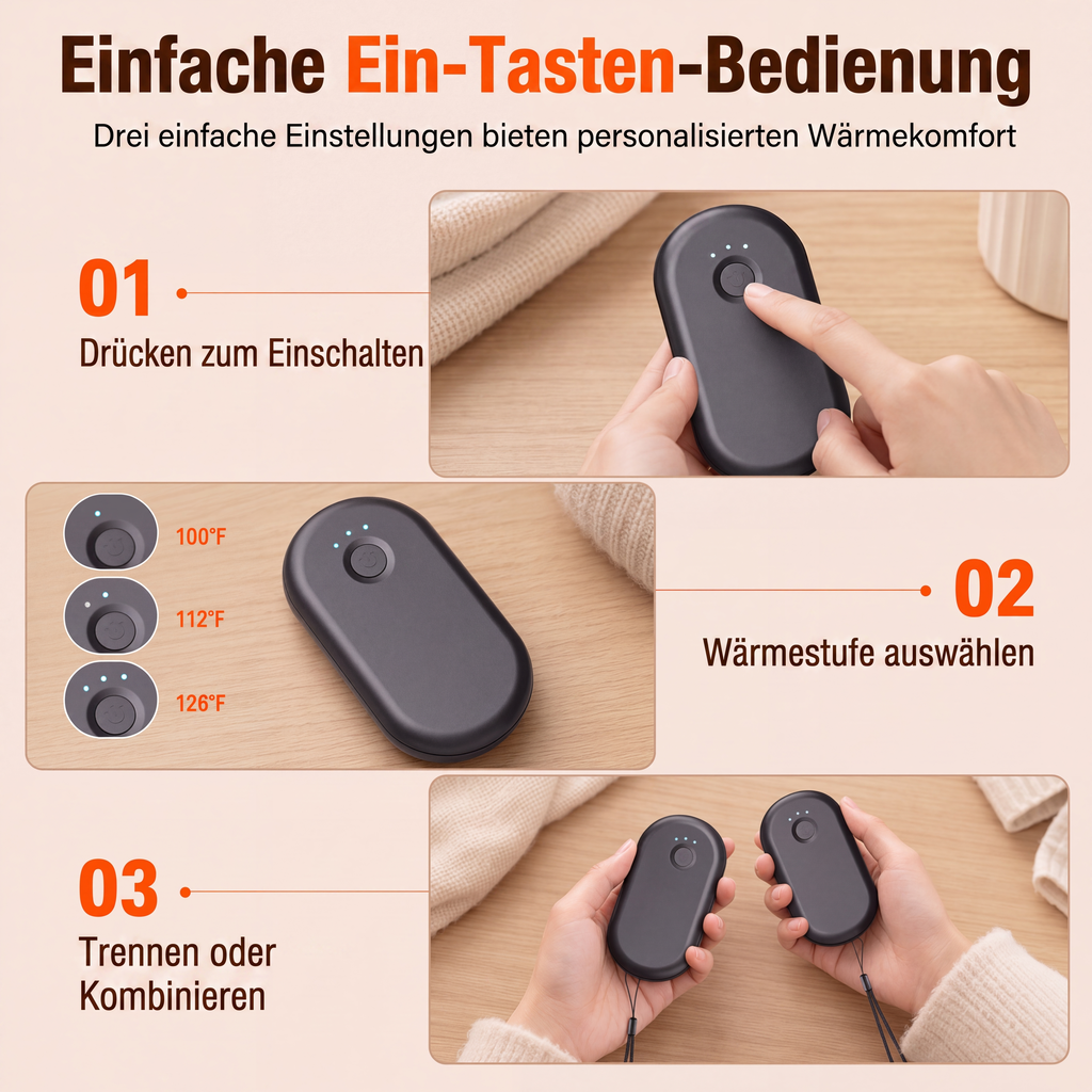 📢📢50% OFF !! ⏰Magnetic, Splittable 2-in-1 Rechargeable Hand Warmer – Mini Portable USB Electric Hand Warmer