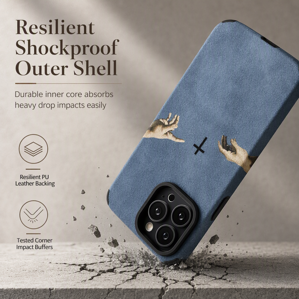 📱 LIMITED-TIME 50% OFF ✨ Suede Phone Case — Creation of Adam Design, Secure Grip, Precision Camera Protection