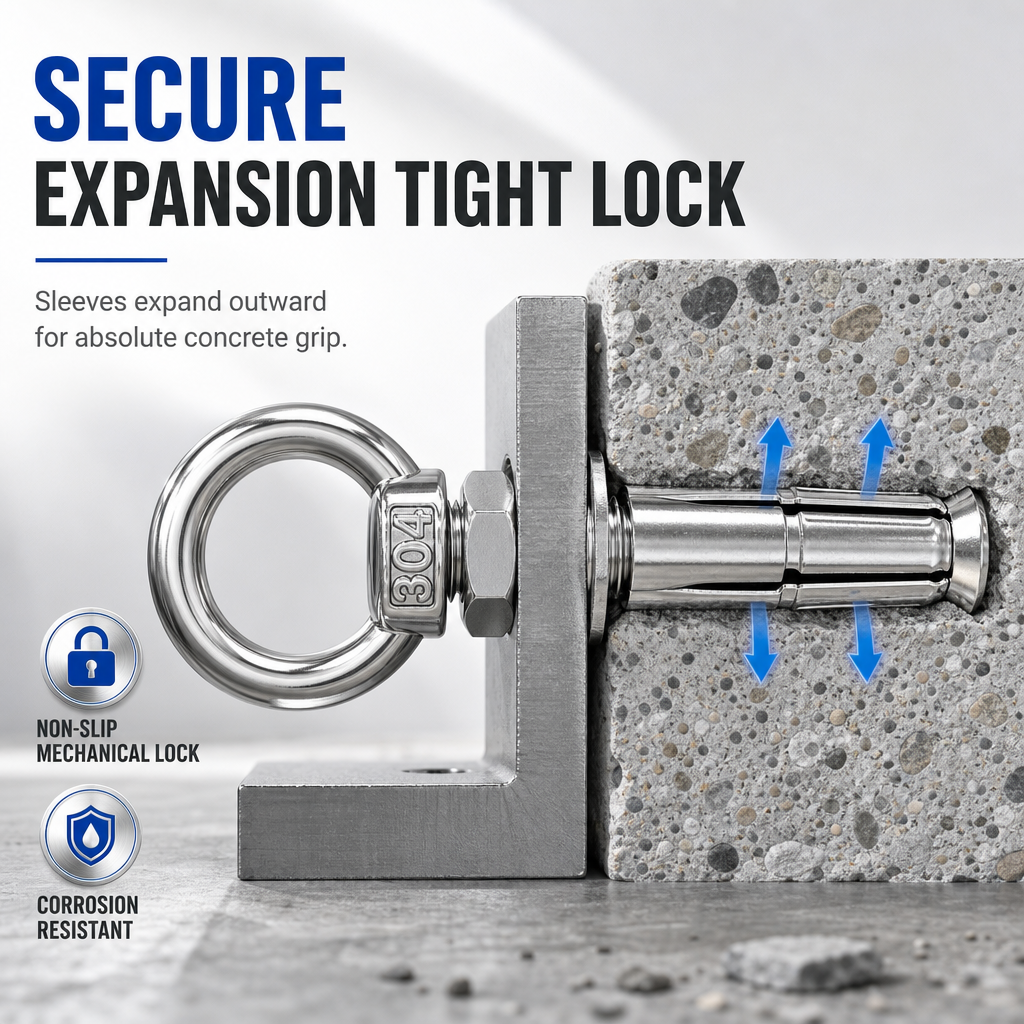 📢📢50% OFF !! ⏰304 Stainless Steel Eyebolt Expansion Bolts with Ring Hook Lifting Eye Anchor Screws