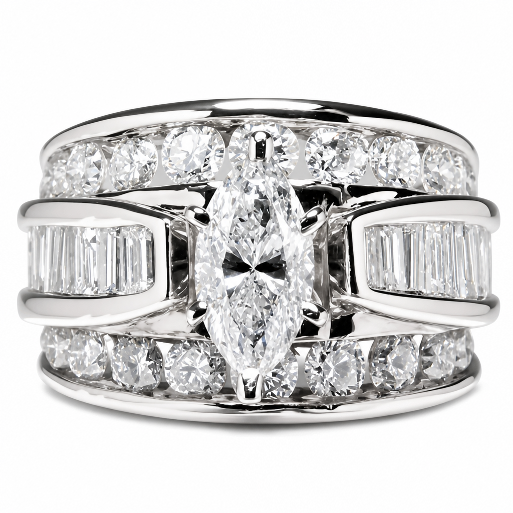 ⏳Time-Limited Special⏰Plated Cubic Zirconia Engagement Ring, Marquise Cut Fashion Jewelry