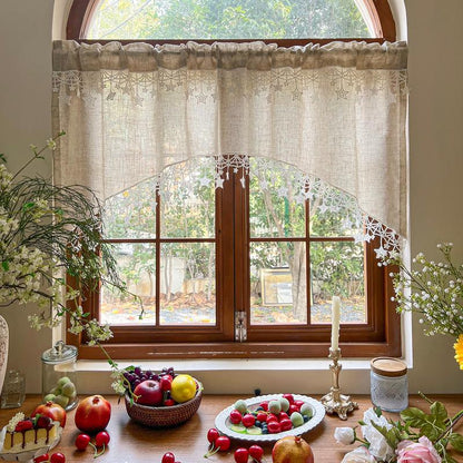 Versatile Country Style Curtain with Star Lace Trim