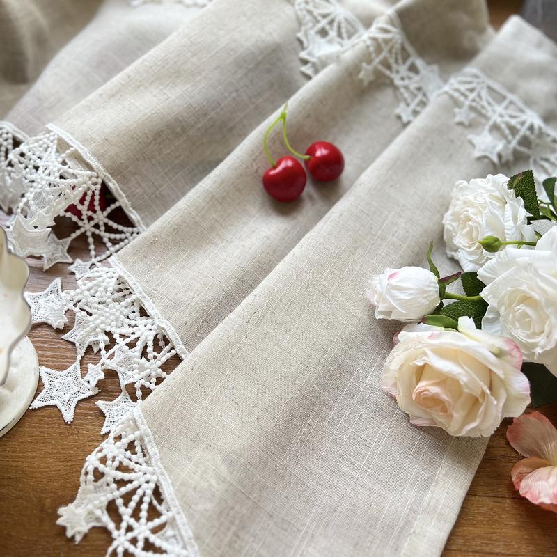 Versatile Country Style Curtain with Star Lace Trim