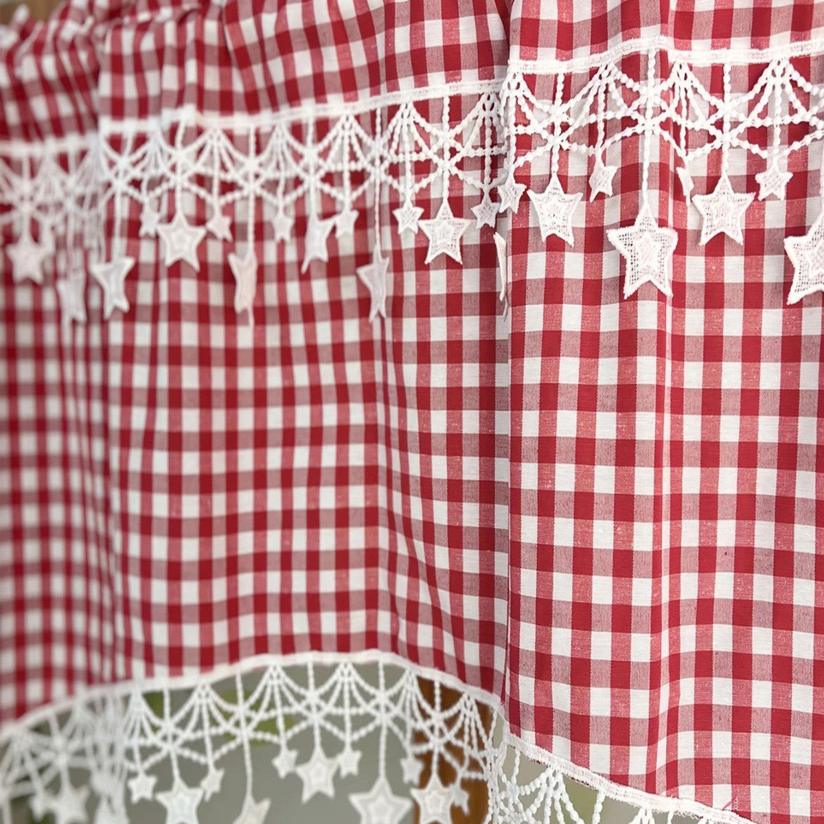 Versatile Country Style Curtain with Star Lace Trim