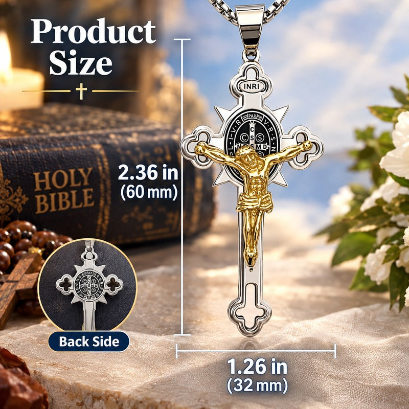 Men's Stainless Steel Vintage Cross Pendant Necklace