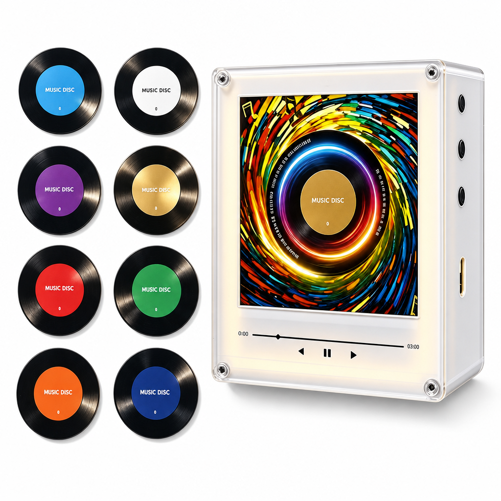 📢📢50% OFF !! ⏰ NFC Magnetic Fridge Music Box – Tap to Play, 360° Rotating LED Light 🧲