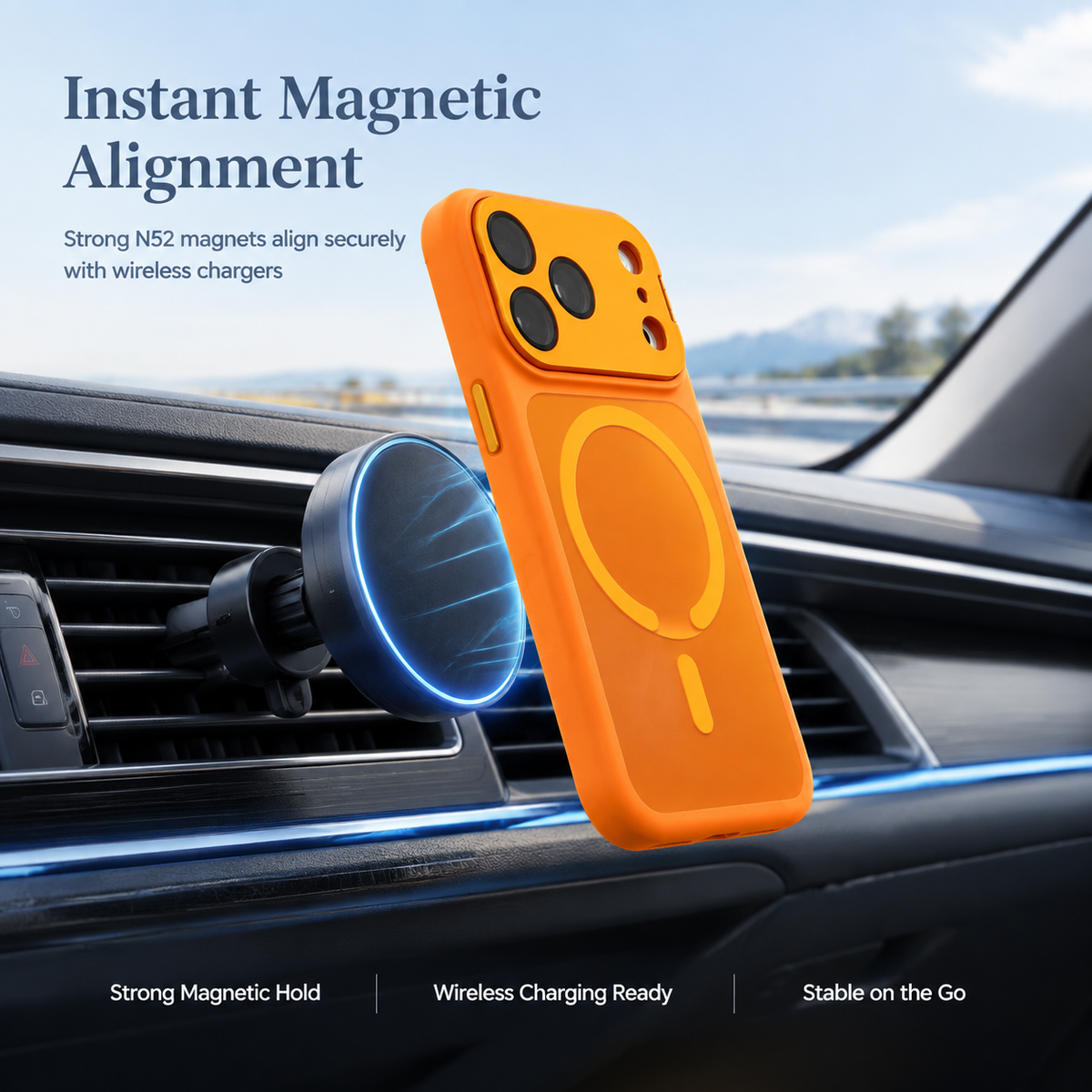 Magnetic Matte Mobile Phone Case with Camera Lens Kickstand Protective Cover