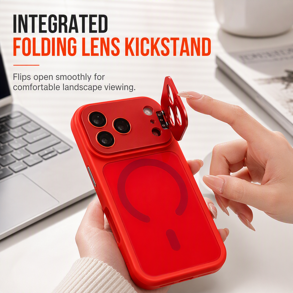 Magnetic Matte Mobile Phone Case with Camera Lens Kickstand Protective Cover