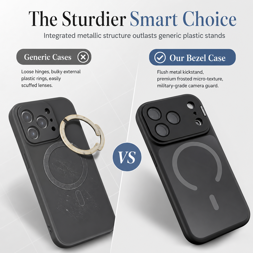 Magnetic Matte Mobile Phone Case with Camera Lens Kickstand Protective Cover