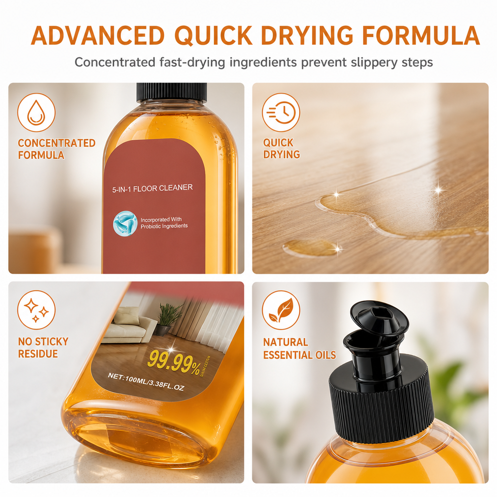 ✨ Floor Cleaner Liquid for Tile & Wood Floors – Fast Dry, Stain Remover, Protective Shine 💧