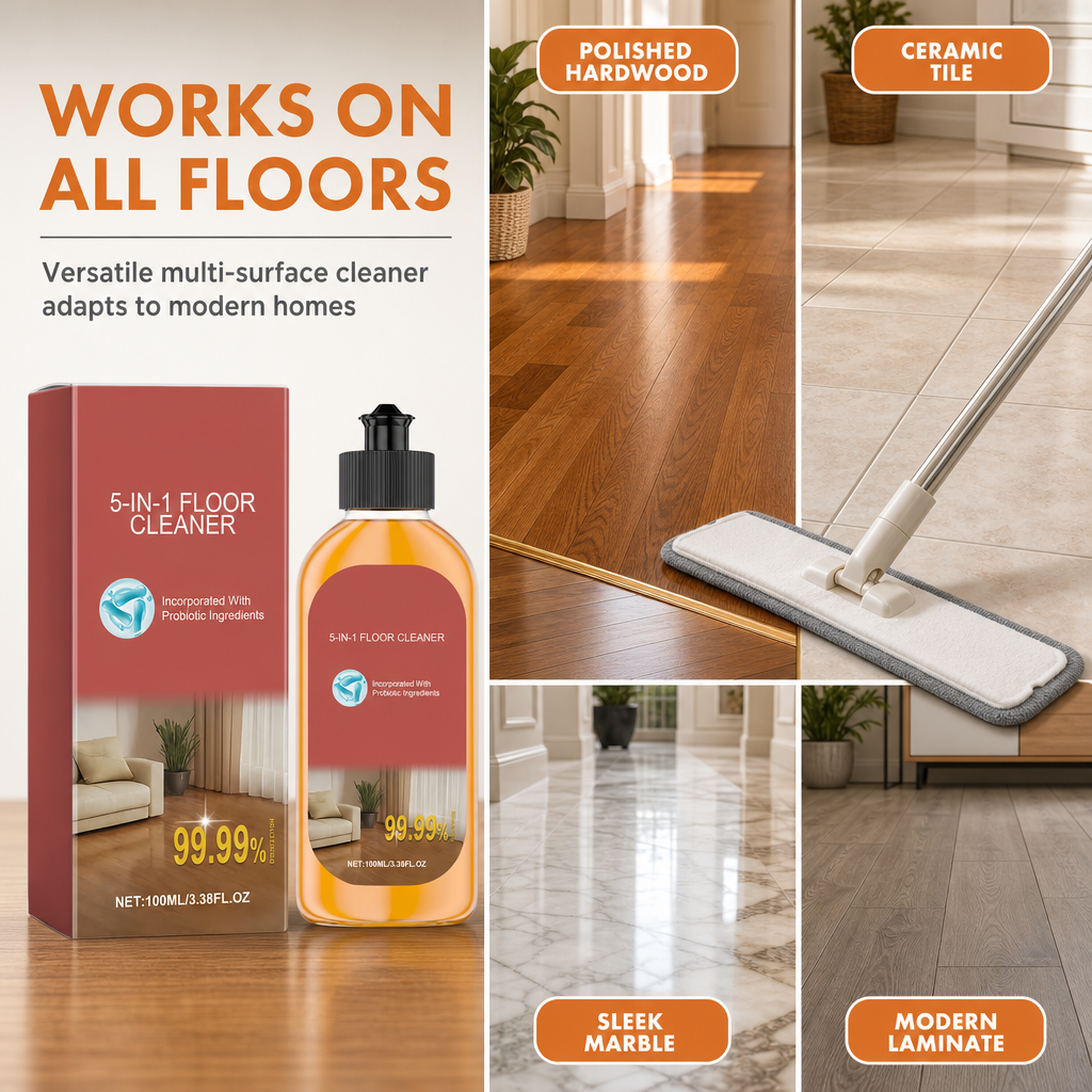 ✨ Floor Cleaner Liquid for Tile & Wood Floors – Fast Dry, Stain Remover, Protective Shine 💧