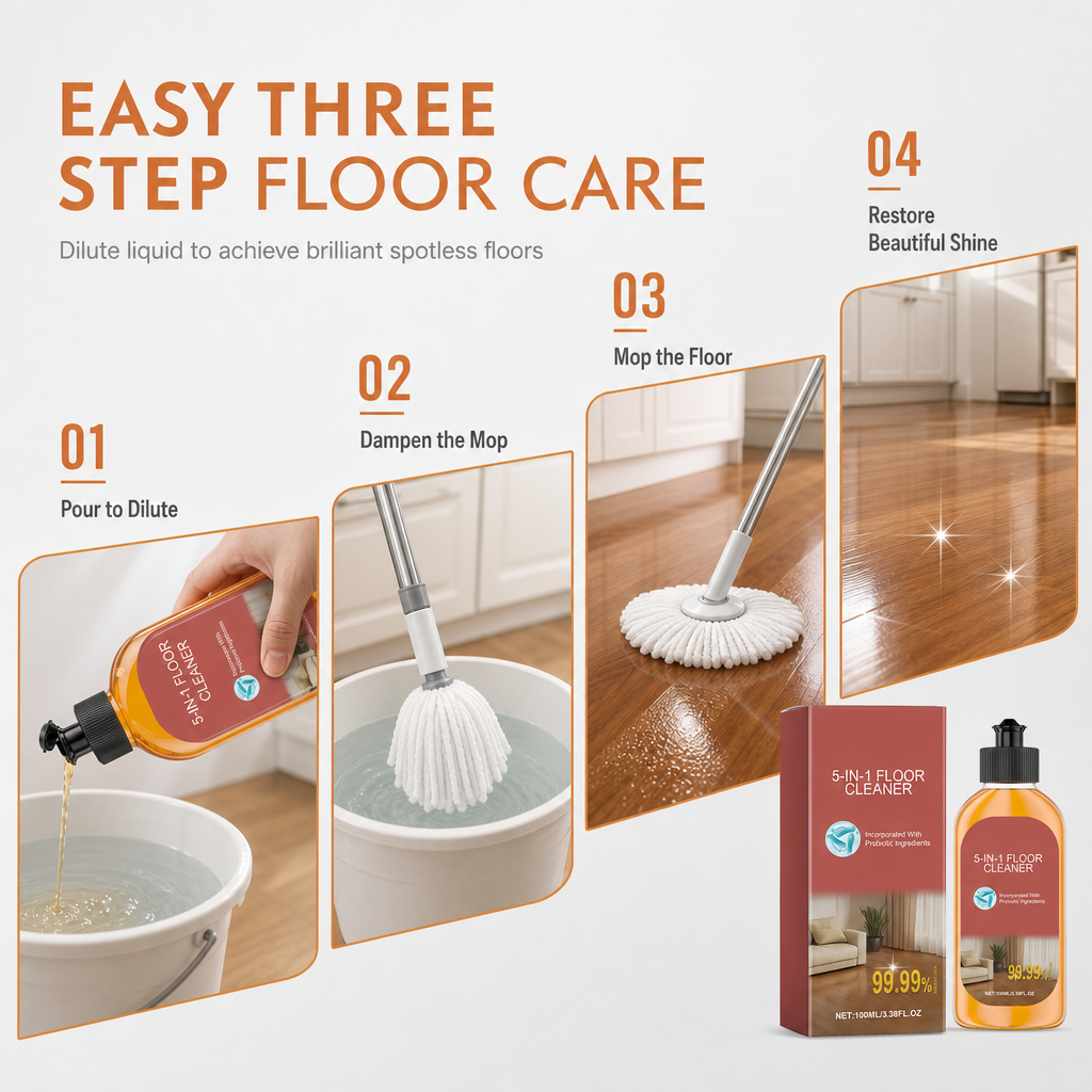 ✨ Floor Cleaner Liquid for Tile & Wood Floors – Fast Dry, Stain Remover, Protective Shine 💧