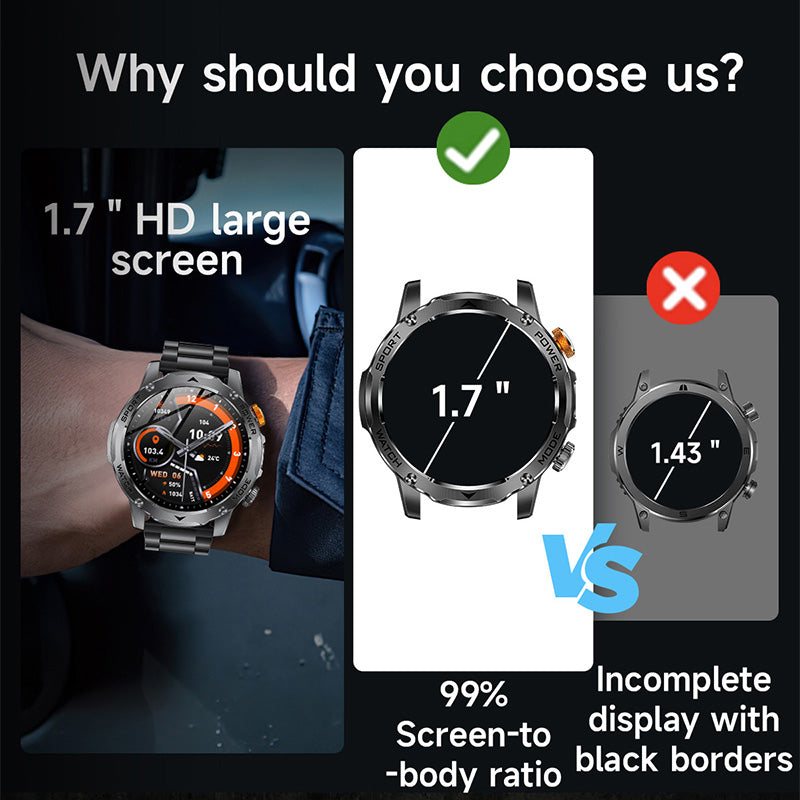⏳Time-Limited Special⏰Smart Watch: 1000mAh Battery, 1.7" HD Display, 100+ Sports Modes, LED Flashlight, Interchangeable Straps