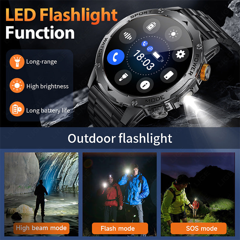 ⏳Time-Limited Special⏰Smart Watch: 1000mAh Battery, 1.7" HD Display, 100+ Sports Modes, LED Flashlight, Interchangeable Straps