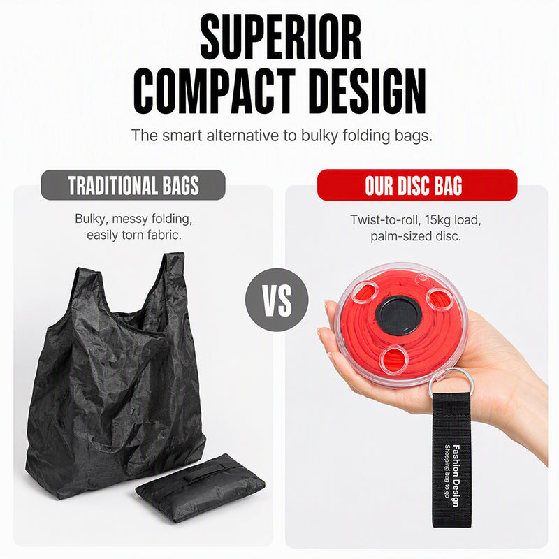 🛍️ Roll-Up Shopping Bag: Twist Storage, 15kg Load, Tear-Resistant, Fits in Palm, Eco-Friendly
