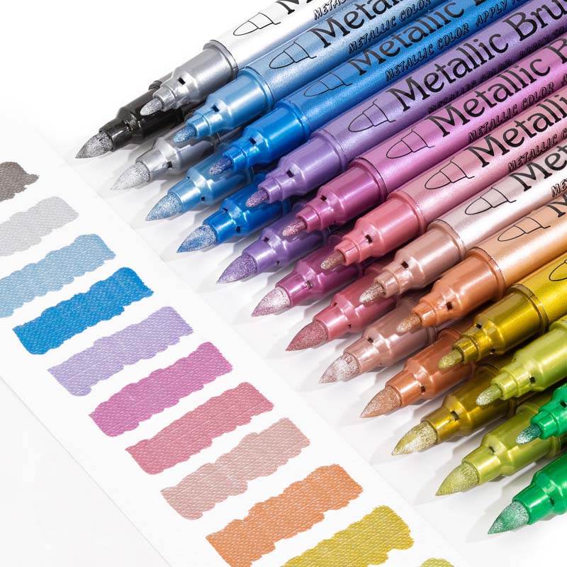 🖌️ 50% OFF! ✨ Vibrant Colors Metallic Marker Pens Set – Rich Metallic Shimmer, Smooth Ink Flow & Smudge-Resistant Finish – 12/24 Colors for Journaling, Cards & DIY Crafts 🎨