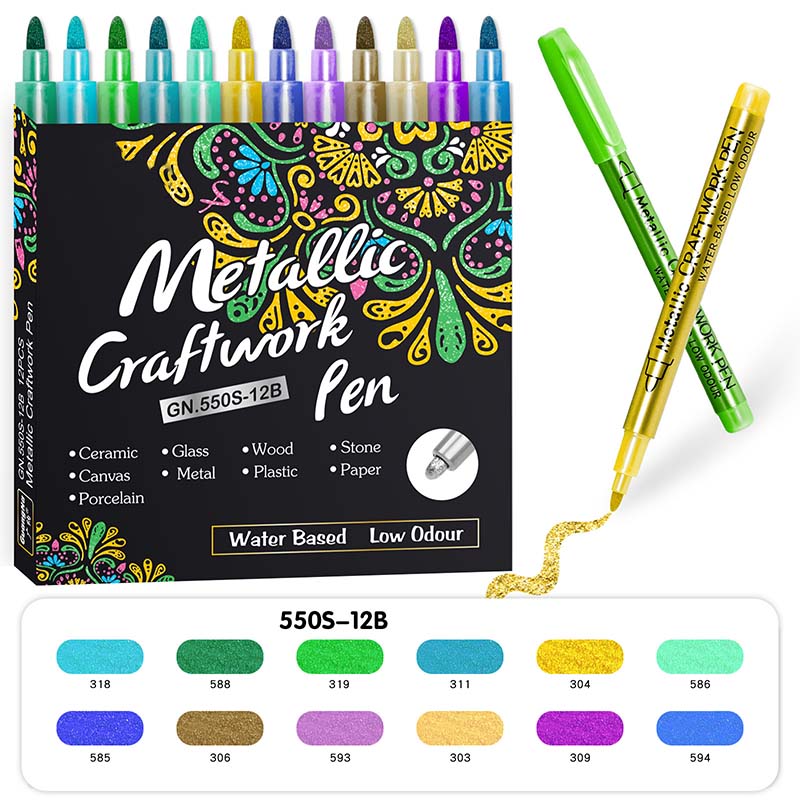 🖌️ 50% OFF! ✨ Vibrant Colors Metallic Marker Pens Set – Rich Metallic Shimmer, Smooth Ink Flow & Smudge-Resistant Finish – 12/24 Colors for Journaling, Cards & DIY Crafts 🎨