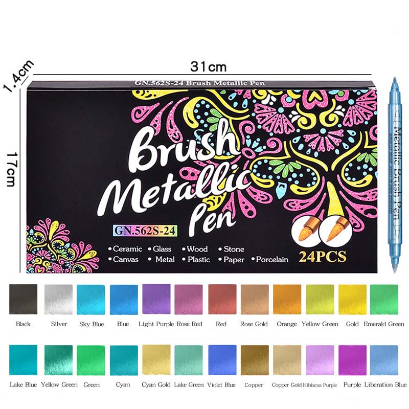 🖌️ 50% OFF! ✨ Vibrant Colors Metallic Marker Pens Set – Rich Metallic Shimmer, Smooth Ink Flow & Smudge-Resistant Finish – 12/24 Colors for Journaling, Cards & DIY Crafts 🎨
