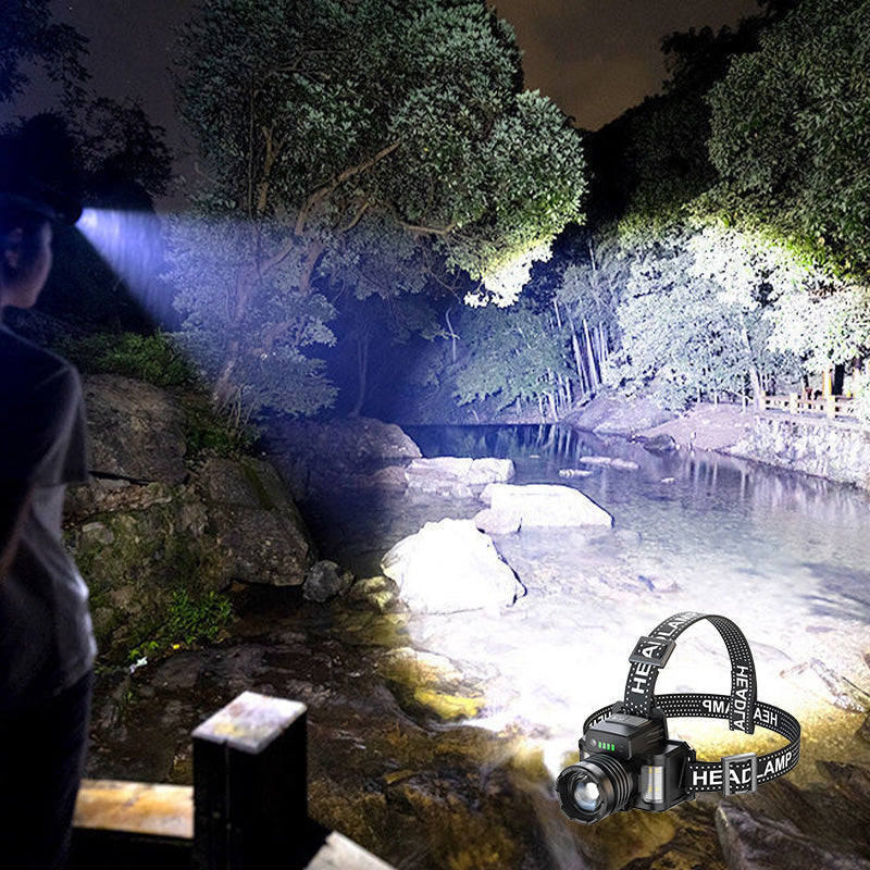 📢📢50% OFF !! ⏰ Rechargeable LED Headlamp – Wave Sensor Control & Adjustable Focus