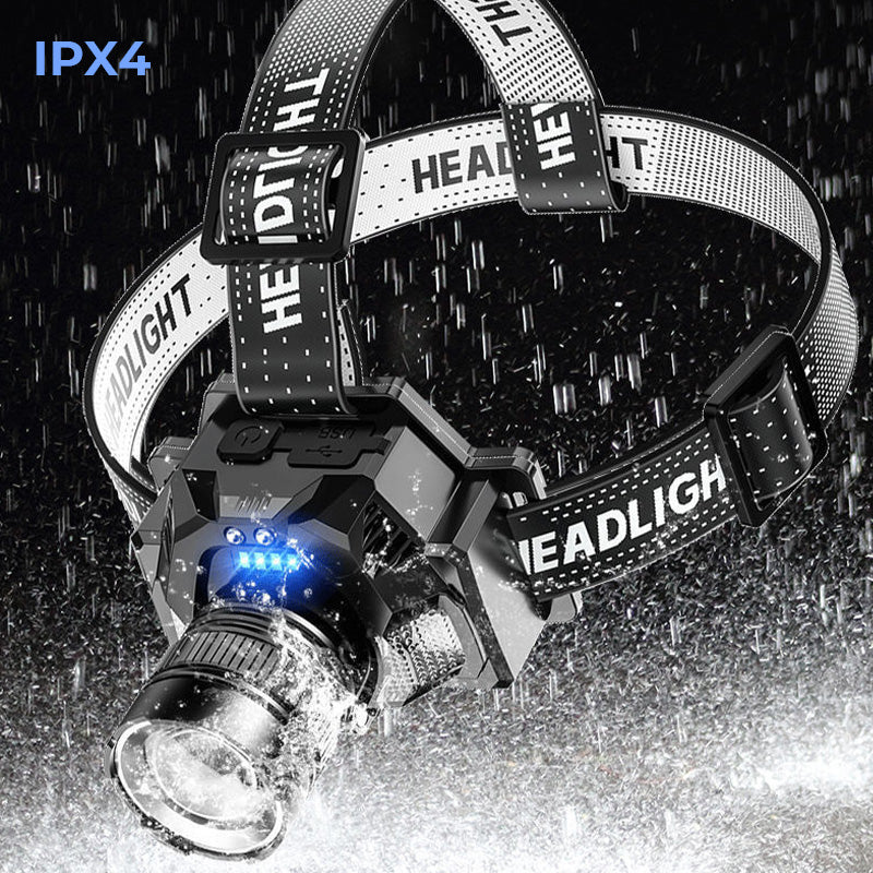 📢📢50% OFF !! ⏰ Rechargeable LED Headlamp – Wave Sensor Control & Adjustable Focus