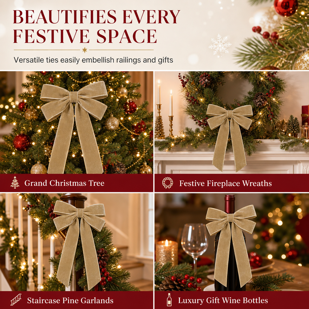 Large Velvet Christmas Bows for Christmas Tree and Holiday Party Decoration