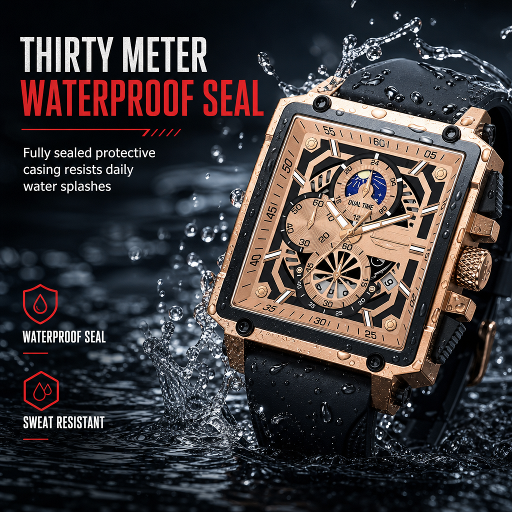 ⏳Time-Limited Special⏰Men's Skeleton Watch – Square Face, Chronograph, Silicone Strap 🌀