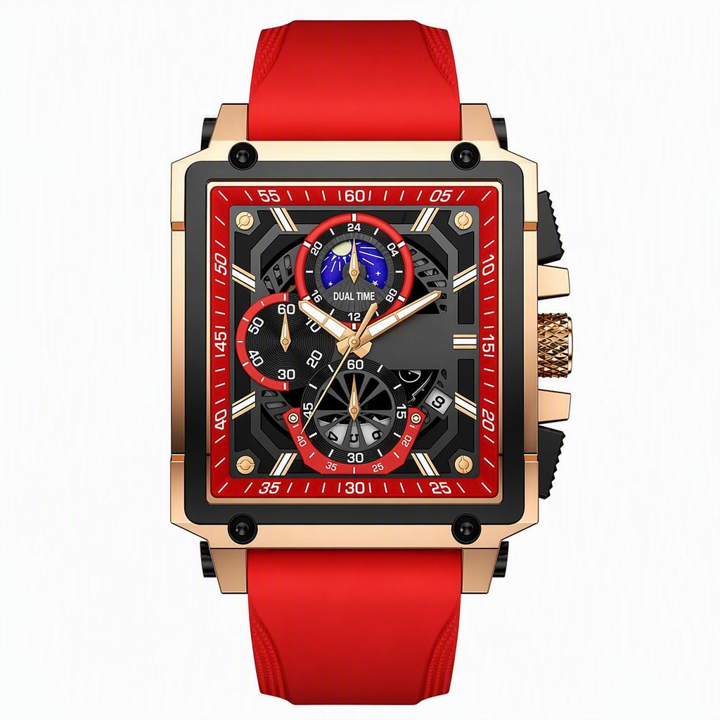 ⏳Time-Limited Special⏰Men's Skeleton Watch – Square Face, Chronograph, Silicone Strap 🌀