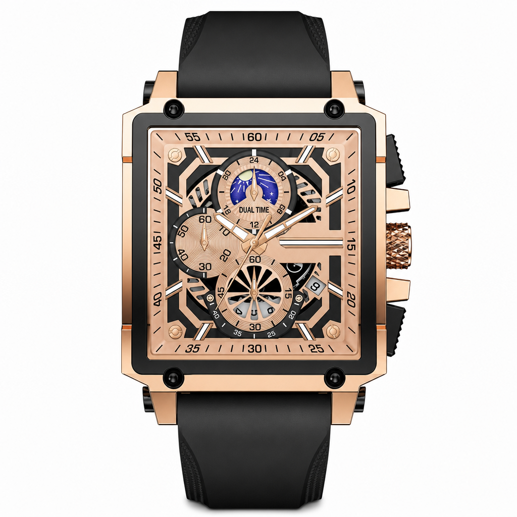 ⏳Time-Limited Special⏰Men's Skeleton Watch – Square Face, Chronograph, Silicone Strap 🌀