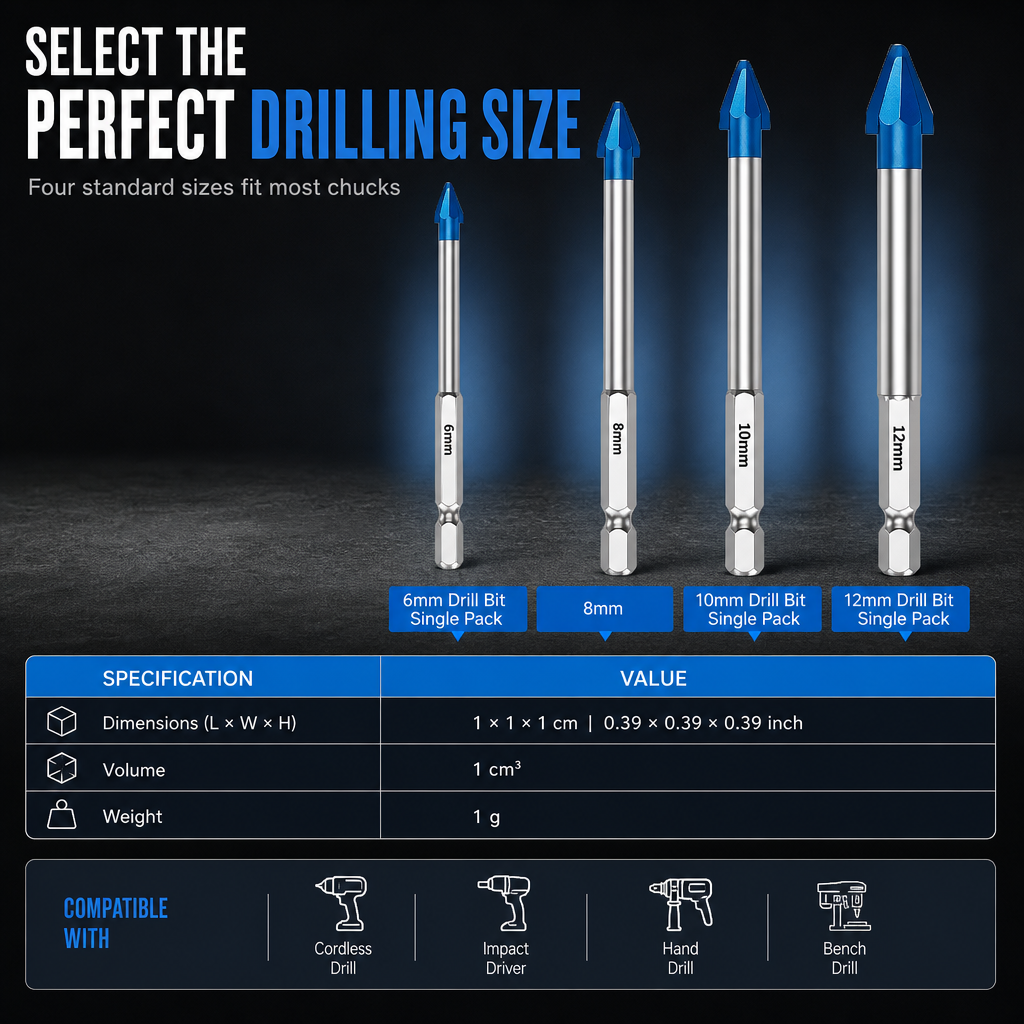Hex Shank Carbide Eccentric Drill Bit for Ceramic Tile Glass and Concrete Hole Drilling