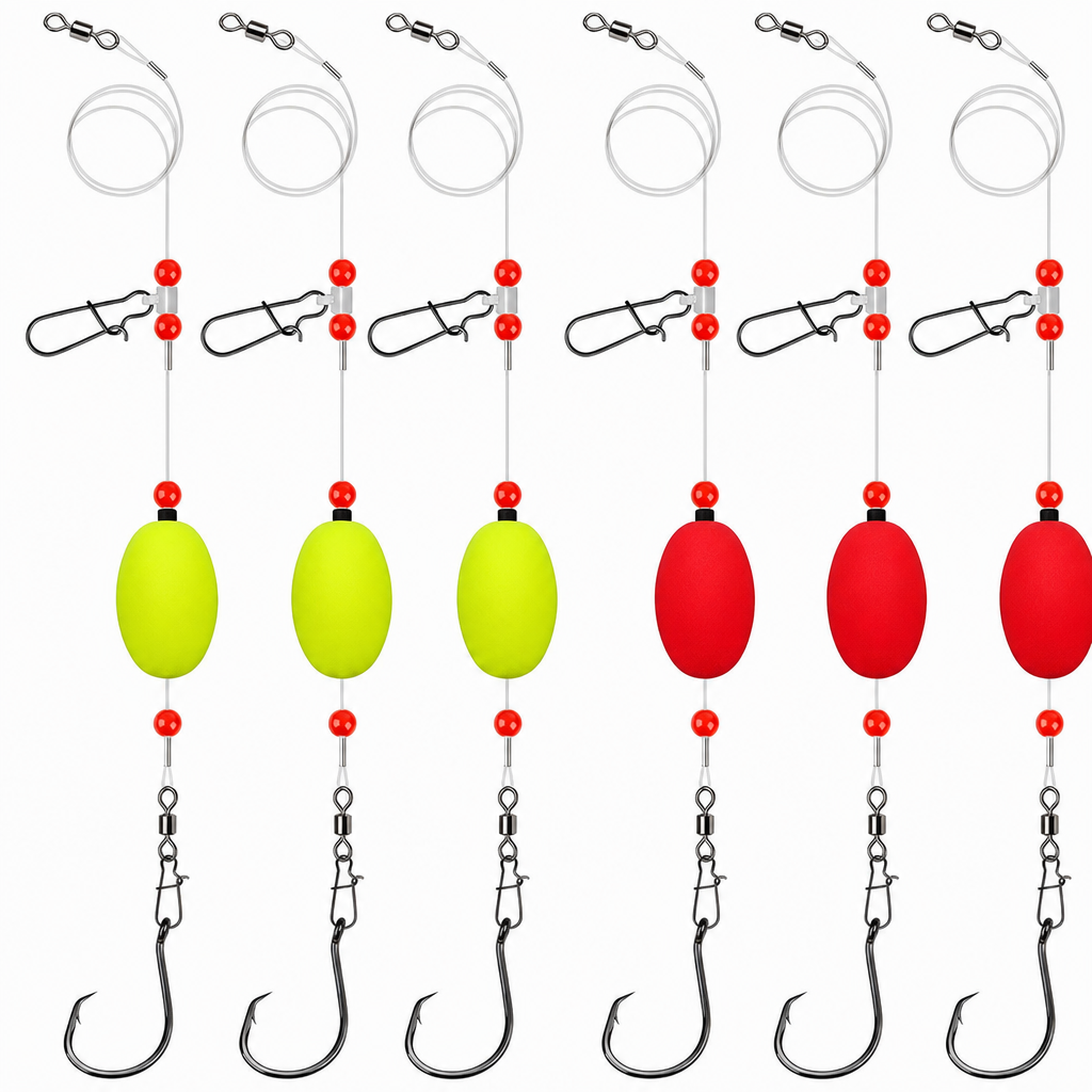 📢📢50% OFF !! ⏰ Pre-Tied Surf Fishing Rigs: High-Buoyancy Floats, Forged Circle Hooks, 90lb Leader, Ready to Use