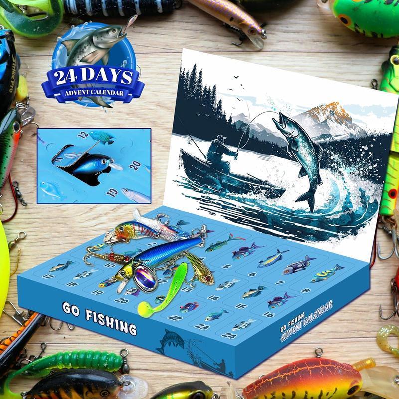 Christmas Fishing Lure Advent Calendar Blind Box Set with Minnow Popper Spoons