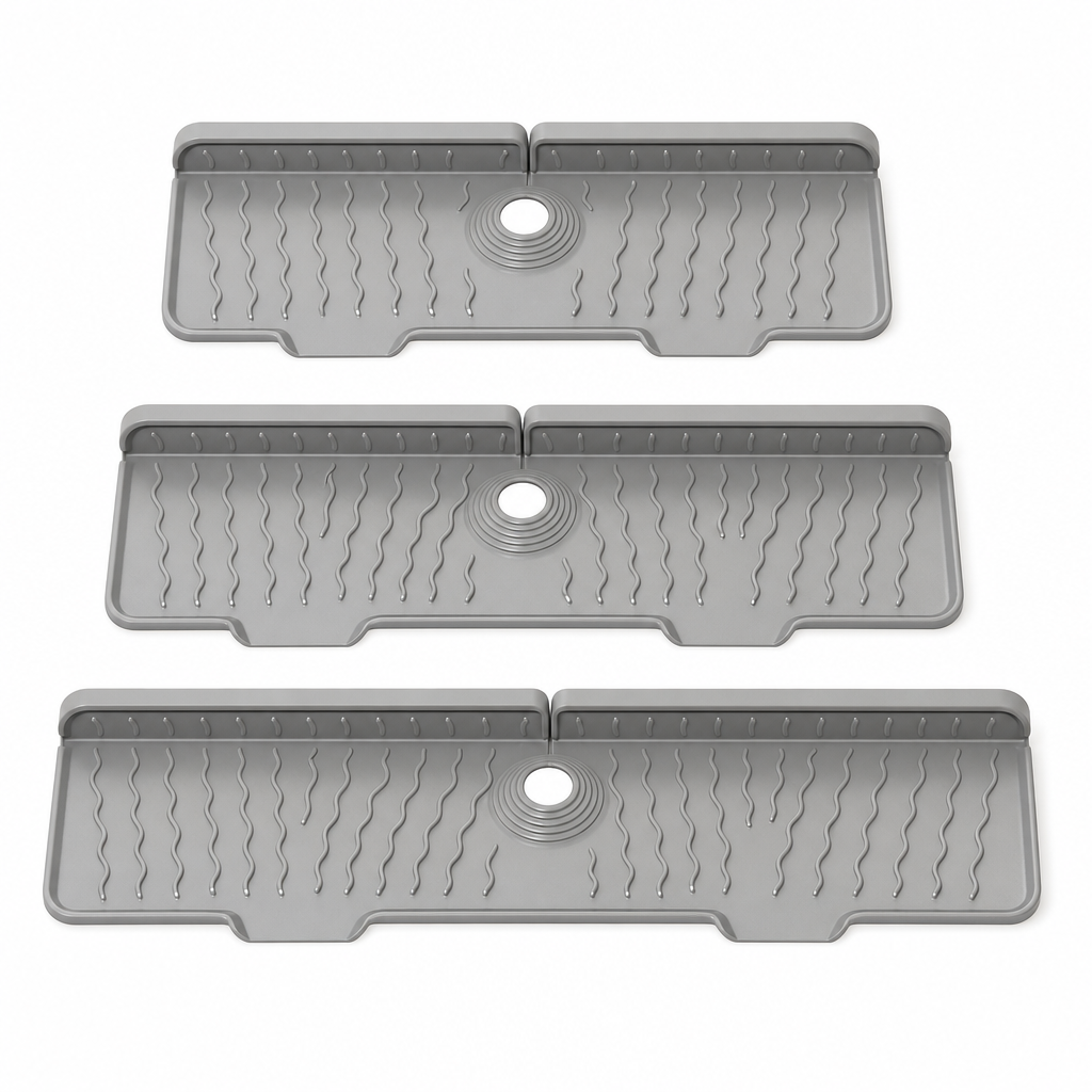 🧽 Silicone Faucet Splash Guard Mat — Drain Fast, Cuttable