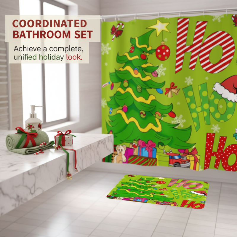 🎄 PROMO FLASH : 50% DE RÉDUCTION ! Ensemble de Rideau de Douche de Noël Imperméable – Tissu Polyester Résistant, Tapis Antidérapants & Set Coordonné Complet for une Salle de Bain Festive et Sécurisée ✨🛁