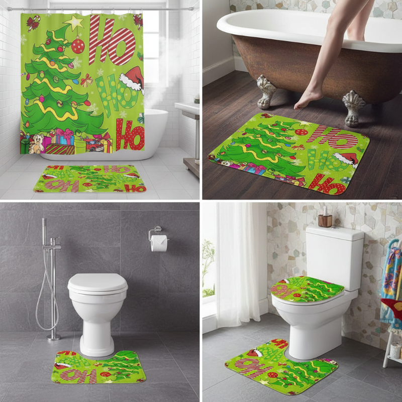 🎄 PROMO FLASH : 50% DE RÉDUCTION ! Ensemble de Rideau de Douche de Noël Imperméable – Tissu Polyester Résistant, Tapis Antidérapants & Set Coordonné Complet for une Salle de Bain Festive et Sécurisée ✨🛁