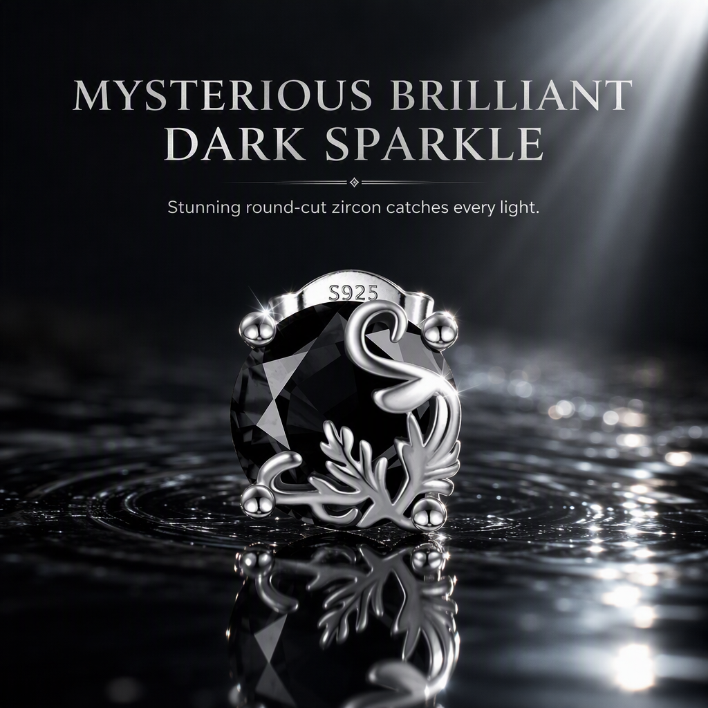 🖤 50% OFF! ✨ Gothic Vine Stud Earrings – Hypoallergenic S925 Sterling Silver, Mysterious Black Cubic Zirconia & Exquisite Vintage Engraving – Lightweight Dark Elegance for Daily Wear 🎀