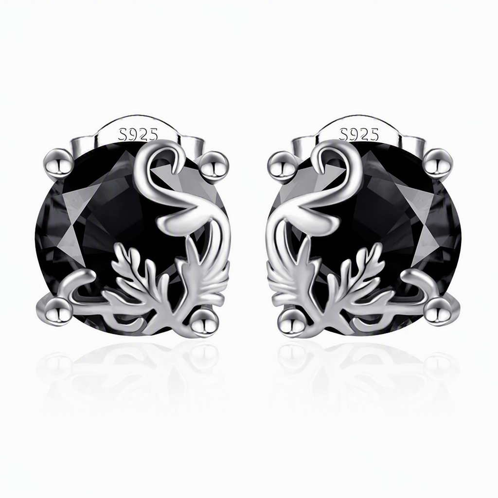 🖤 50% OFF! ✨ Gothic Vine Stud Earrings – Hypoallergenic S925 Sterling Silver, Mysterious Black Cubic Zirconia & Exquisite Vintage Engraving – Lightweight Dark Elegance for Daily Wear 🎀