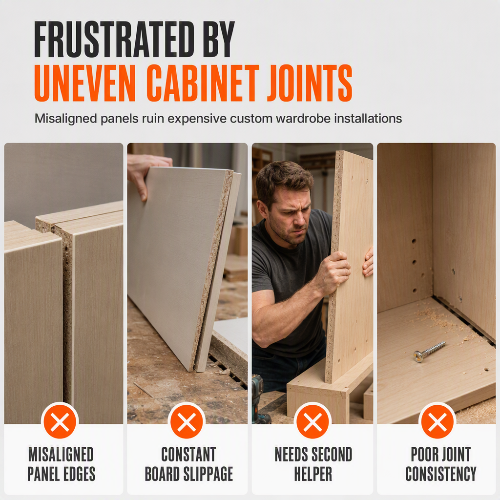 Wardrobe Cabinet Side Filler Panel Installation Locator and Stepped Positioning Plate for Precise Hole Alignment