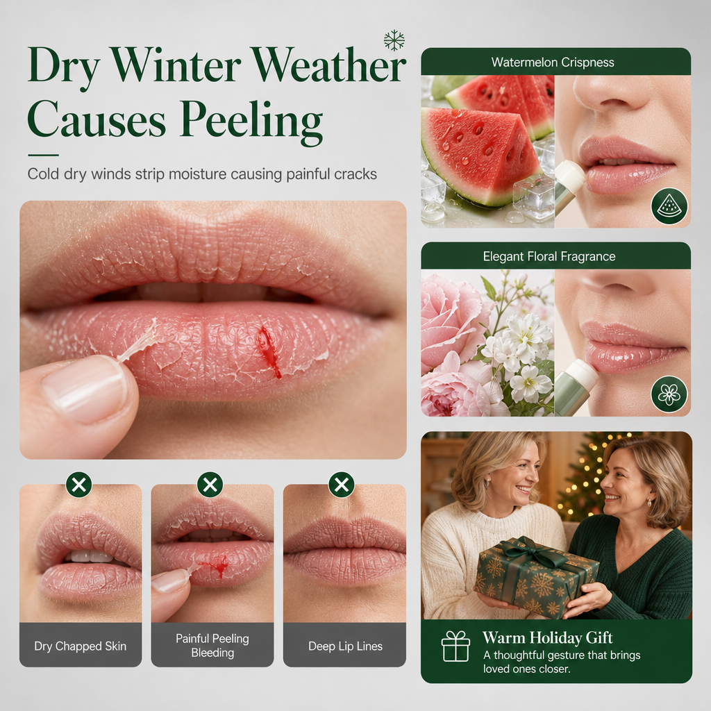 🎄 50% OFF! ✨ Christmas Lip Balm Set – 10-Piece Moisturizing Tubes, Watermelon & Floral Dual Scent & Natural Beeswax Formula – Festive Gift-Ready Winter Lip Care 💋