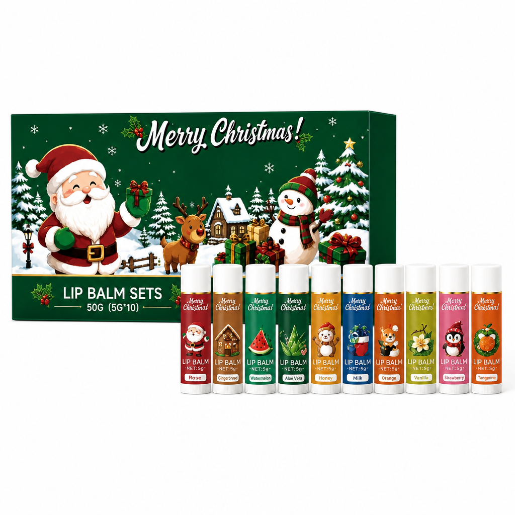 🎄 50% OFF! ✨ Christmas Lip Balm Set – 10-Piece Moisturizing Tubes, Watermelon & Floral Dual Scent & Natural Beeswax Formula – Festive Gift-Ready Winter Lip Care 💋