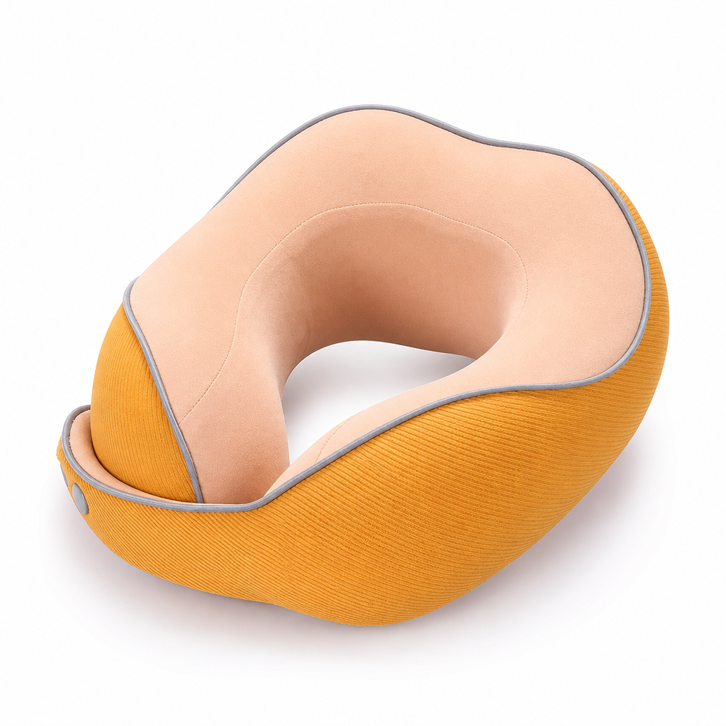 Memory Foam U-Shaped Travel Neck Pillow with Ice Silk Cover and Magnetic Buckle for Portable Neck Support