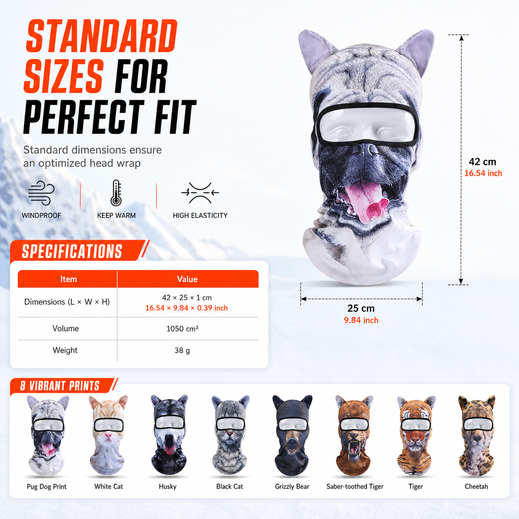 Animal Print Windproof Balaclava Face Mask