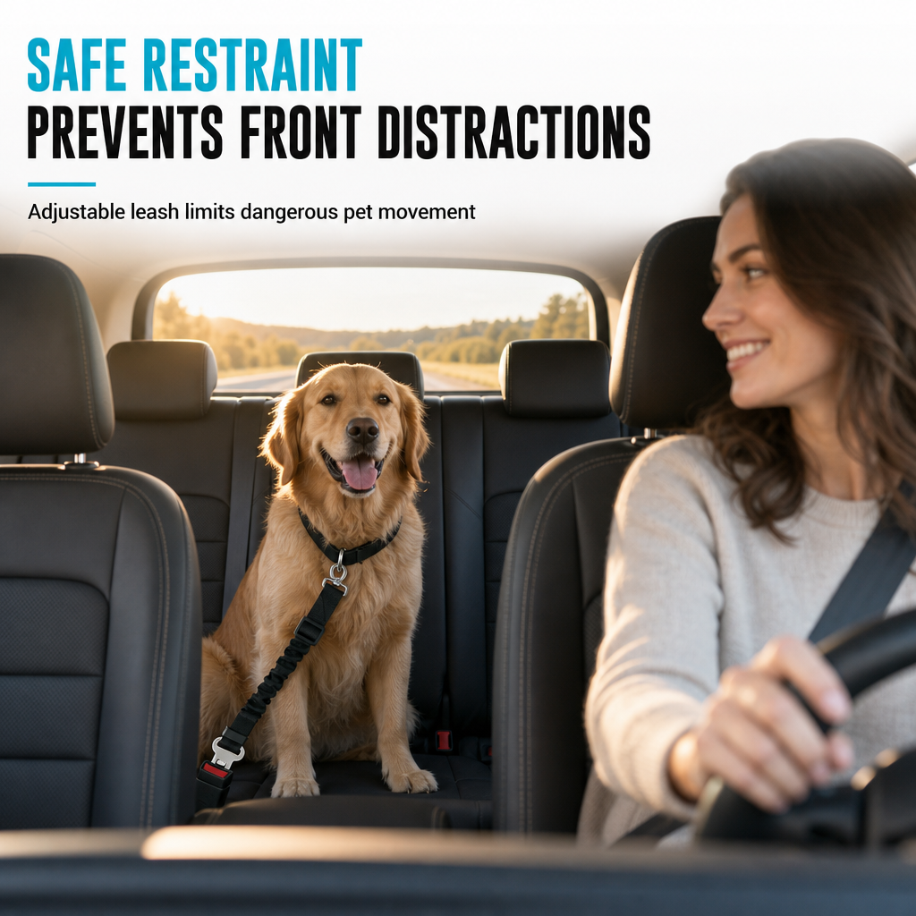 🐶 LIMITED-TIME 50% OFF! 🚗 Elastic Nylon Dog Car Safety Harness – Shock Absorb, Adjustable, Reliable Safe ✨
