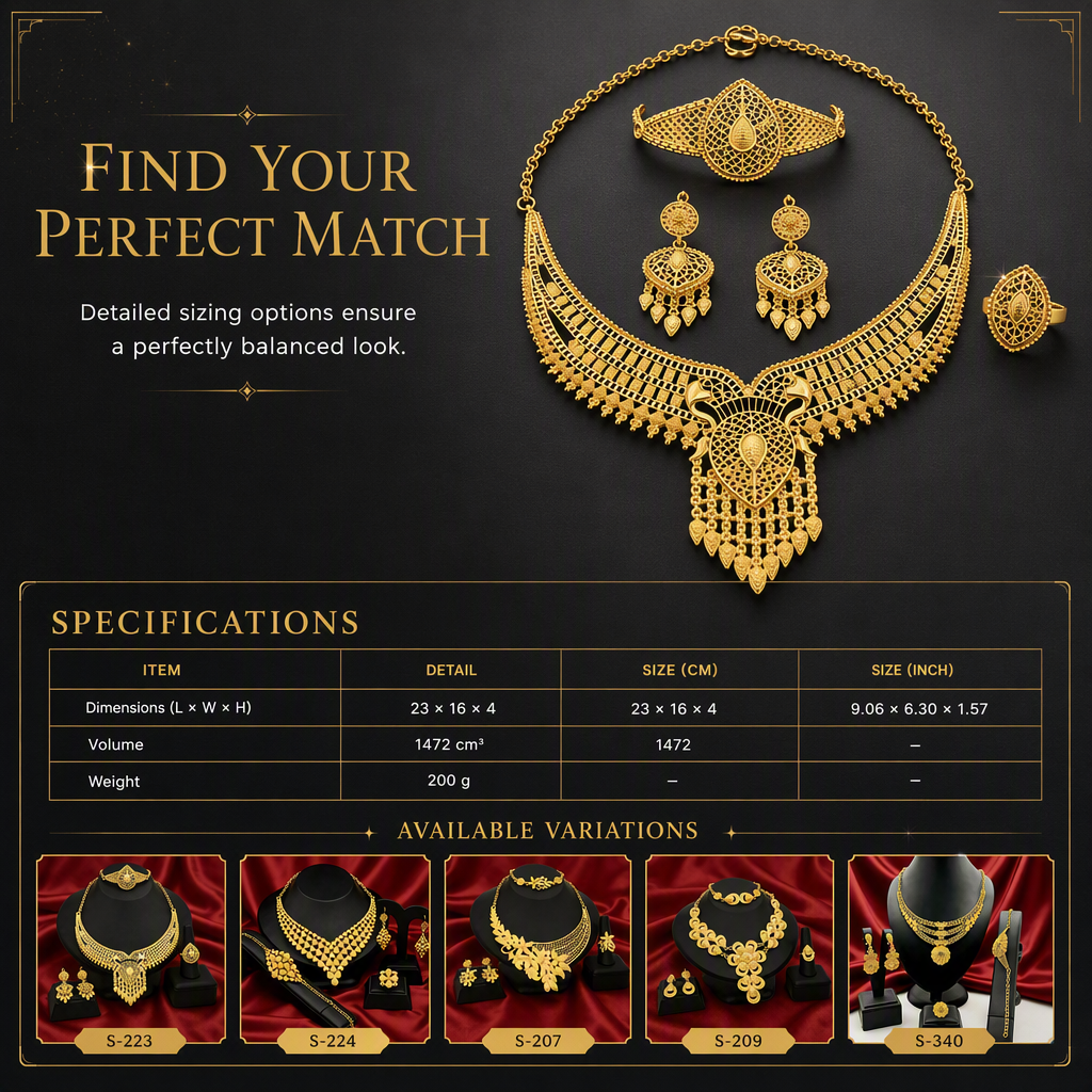 ⏳🔥LIMITED-TIME 50% OFF! ⏰24K Gold Plated Bridal Jewelry Set | Dubai Indian Style | Necklace Bracelet Ring & Earrings Set for Women💛💍📿