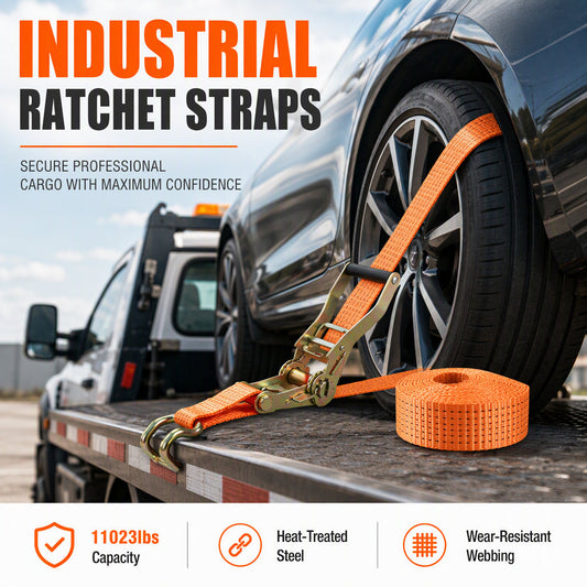 ⏳Time-Limited Special⏰Heavy Duty Ratchet Tie Down Strap Cargo Lashing Strap with Tensioner and Double Hooks for Car and Truck Luggage Securing
