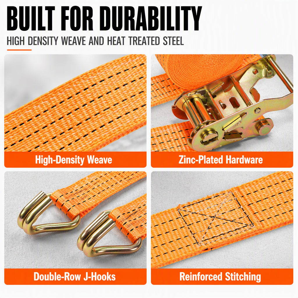 ⏳Time-Limited Special⏰Heavy Duty Ratchet Tie Down Strap Cargo Lashing Strap with Tensioner and Double Hooks for Car and Truck Luggage Securing