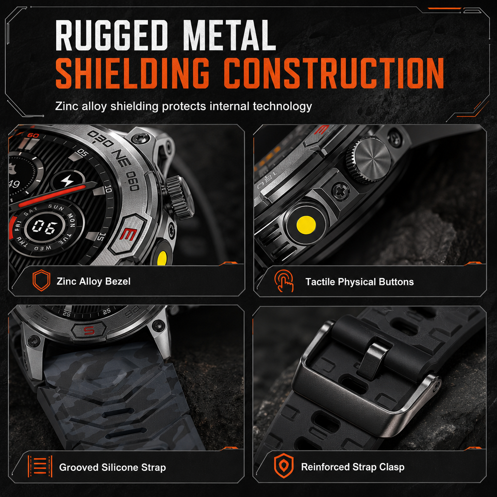 Rugged Smart Watch with Bluetooth Call & Health Monitor